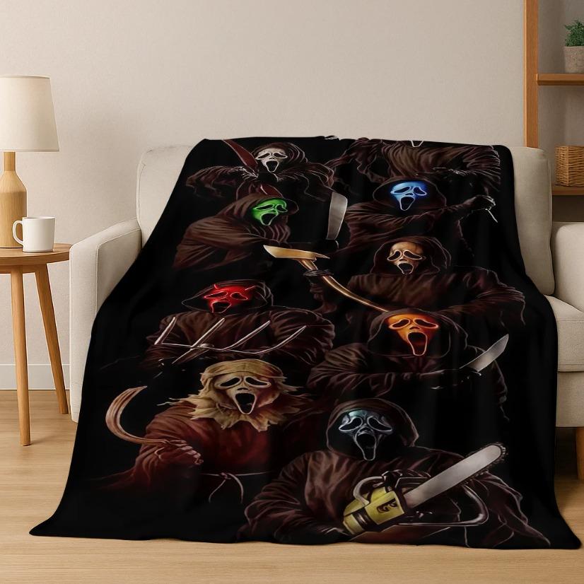 Scream Ghost Face Horror Blanket Ultra Soft Flannel Cozy Warm Bedroom Couch Sofa Home Picnic Throw Cover Decor Decorative Throw Perfect Birthday Gift Christmas Gift for Horror Fans Kids Adults Viral Trending Scary Movie Aesthetic Style Scream Ghost Face Horror Blanket Ultra Soft Flannel Cozy Warm Bedroom Couch Sofa Home Picnic Throw Cover Decor Decorative Throw Perfect Birthday Gift Christmas Gift for Horror Fans Kids Adults Viral Trending Scary Movie Aesthetic Style