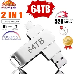 64TB USB 3.2 Flash Drives U Disk 2TB High Speed Metal Pendrive WaterProof Type-C Memoria USB Stick USB Drives 8TB 2TB 1TB