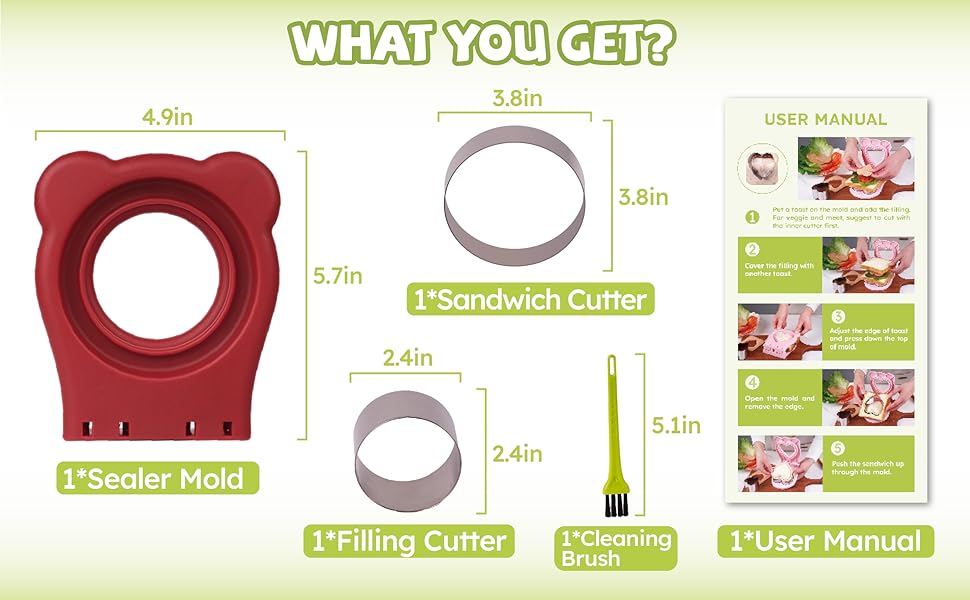 Uncrustable Sandwich Maker, Sandwich Pocket Circle Shape Cutter & Sealer for Kids Breakfast and Lunchboxes, Light Blue, 3.7Inch