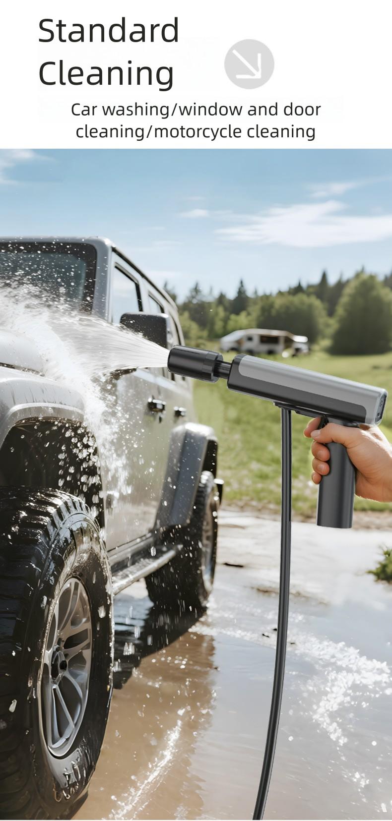 Cordless High Pressure Car Wash Gun, Foldable Portable High Power Washer, Rechargeable Lithium Battery Automatic Cleaning Gun