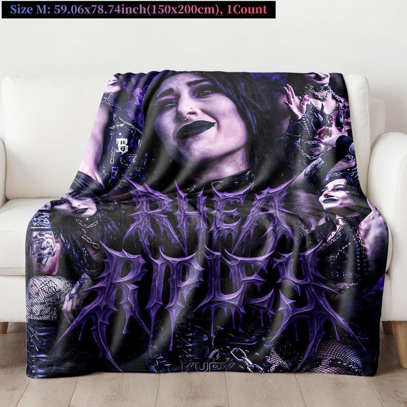 Rhea Ripley Wrestler Metal Theme Blanket, Modern Flannel Throw for Sofa Bed Chair, Cool Decor for Wrestling Music Fans
