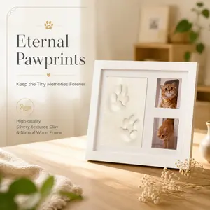 prints Pet Keepsake Frame With Clay Impression Kit For Dogs And Cats