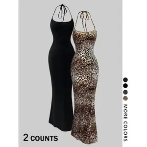 2026 1 leopard print vest and tight mini skirt - TikTok viral animal print!Elastic, strap design, multiple to choose from (brown/black)    perfectly suitedGift