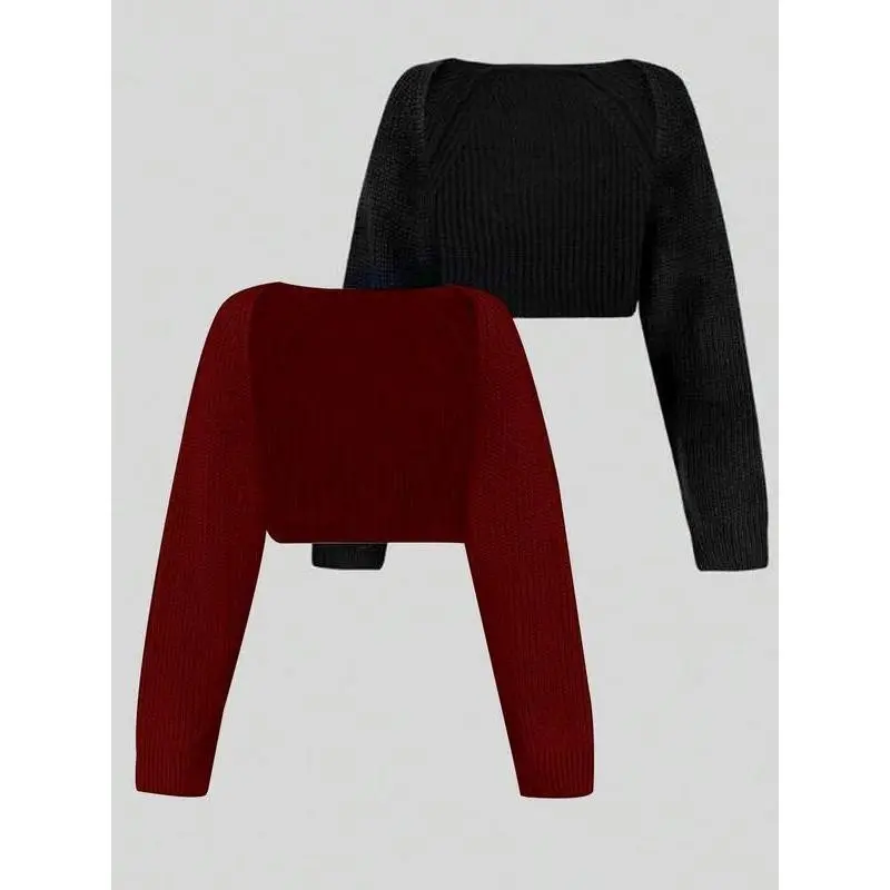 [Buy one and get two]Women's Minimalist Textured Raglan SleeveShrug Set, Open Front Sweater Cardigan,Cropped Cardigan, Comfort Basic Long SleeveKnitwear for Spring & Fall Womenswear Tops Knitting Bridal