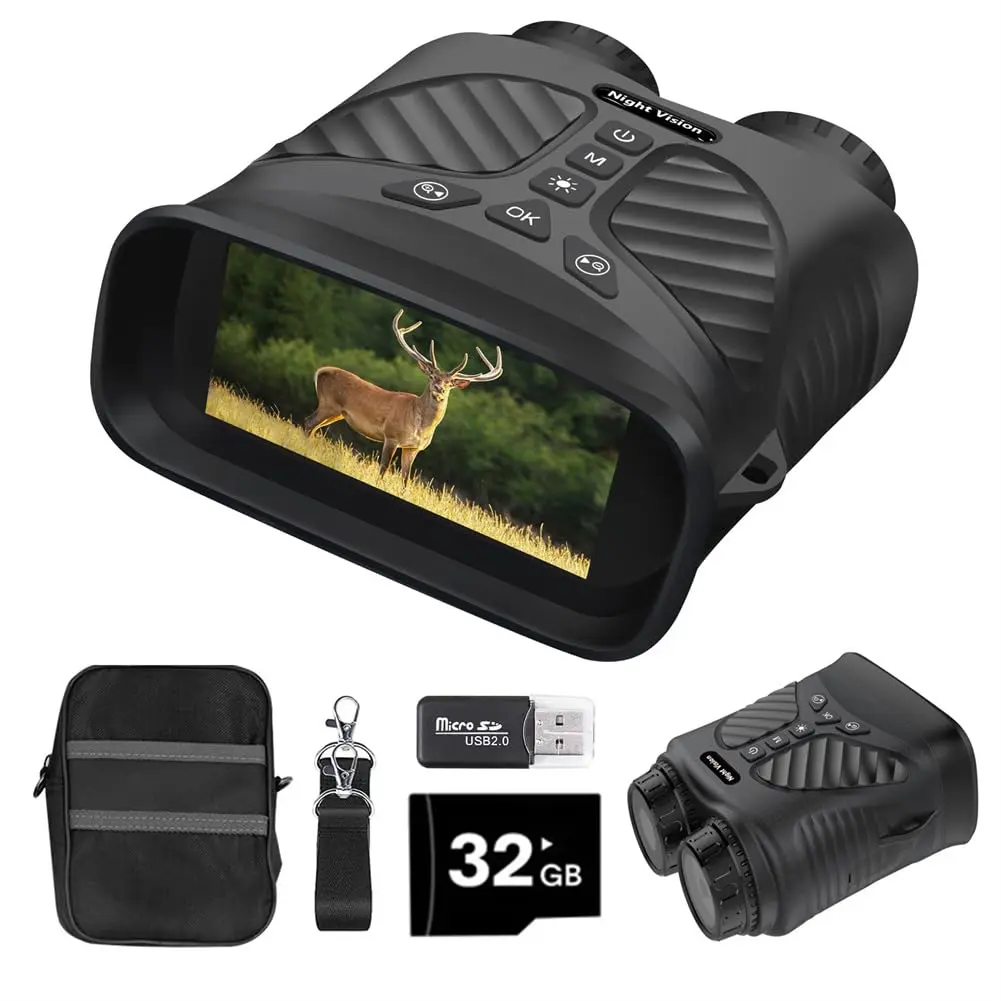 GARVEE 2.5K Night Vision Goggles, Night Vision Binoculars With 3'' HD Screen, 8X Digital Zoom, 32GB Card, Binoculars Night Vision That Can Take Photos and Videos for Camping Farm & Security