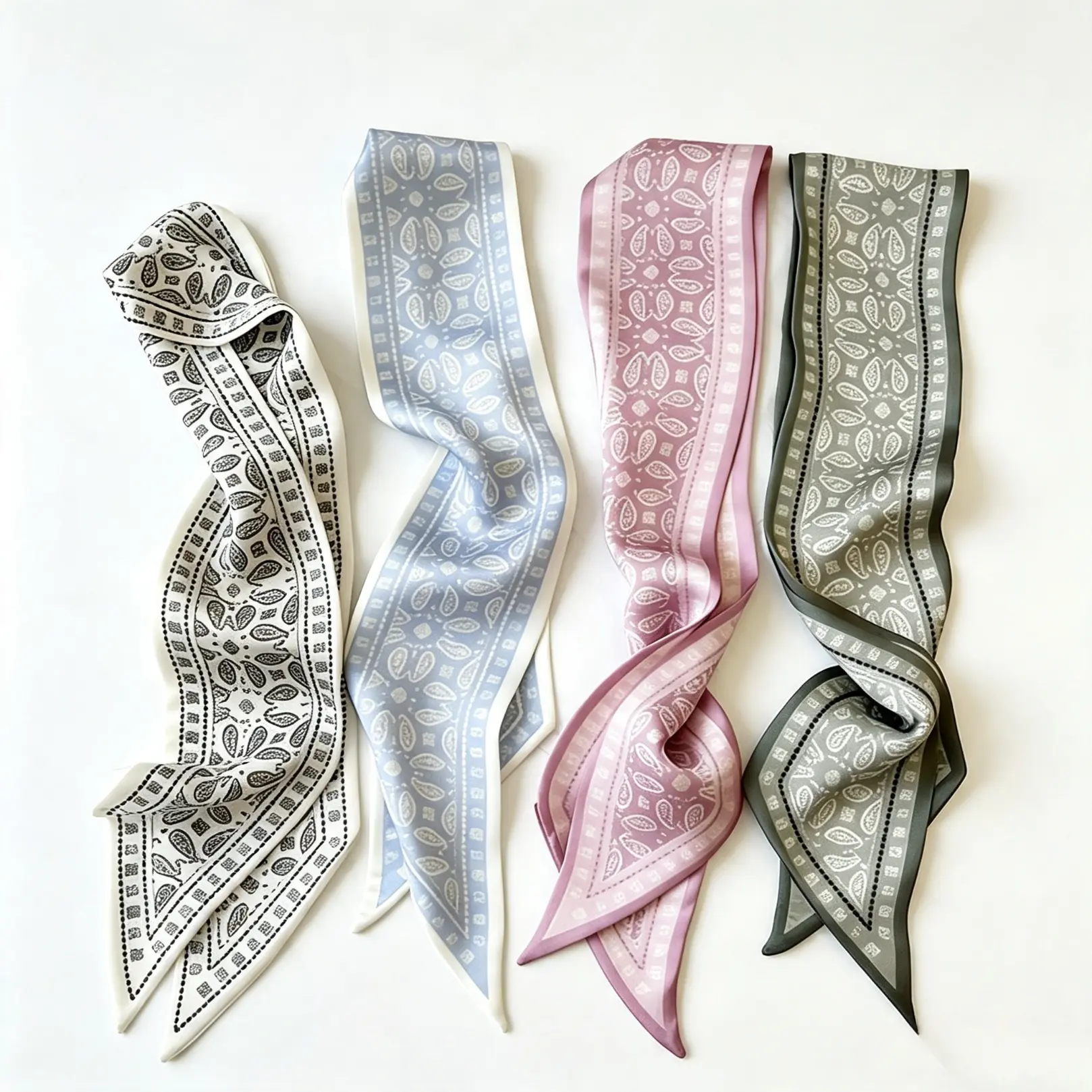 Elegant French Walnut‑Tone Paisley Print Polyester Scarf For Women And Girls, Vintage Woven Ribbon Multifunctional Bandana, Stylish Hairband, Bag Accessory For Daily Beach Travel Outfit