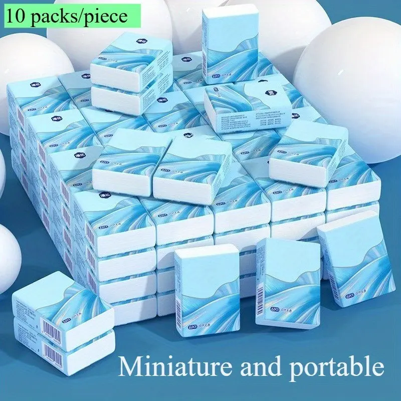 Portable Lightweight Mini Handkerchief Paper, 10 Packs of Native Pulp Napkins, Convenient Carry-On Tissue Papers, Ideal for Dates and On-The-Go Use