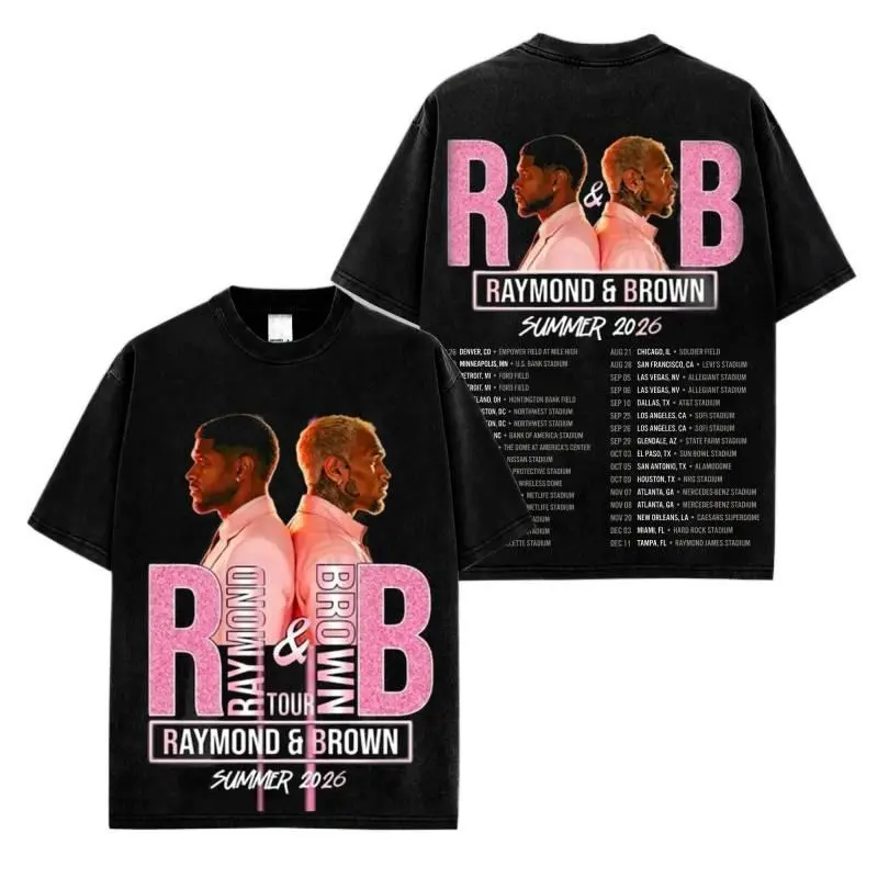 🎵🔥R&B Summer 2026 Premium Washed Cotton T-Shirt🎵| Raymond & Brown Graphic Tee (Made in US), Pink Concert Streetwear Shirt, Urban Hip Hop Soul Duo Merch, Vintage Washed Music Fan Tee, Unisex Cotton Short Sleeve Gift Shirt