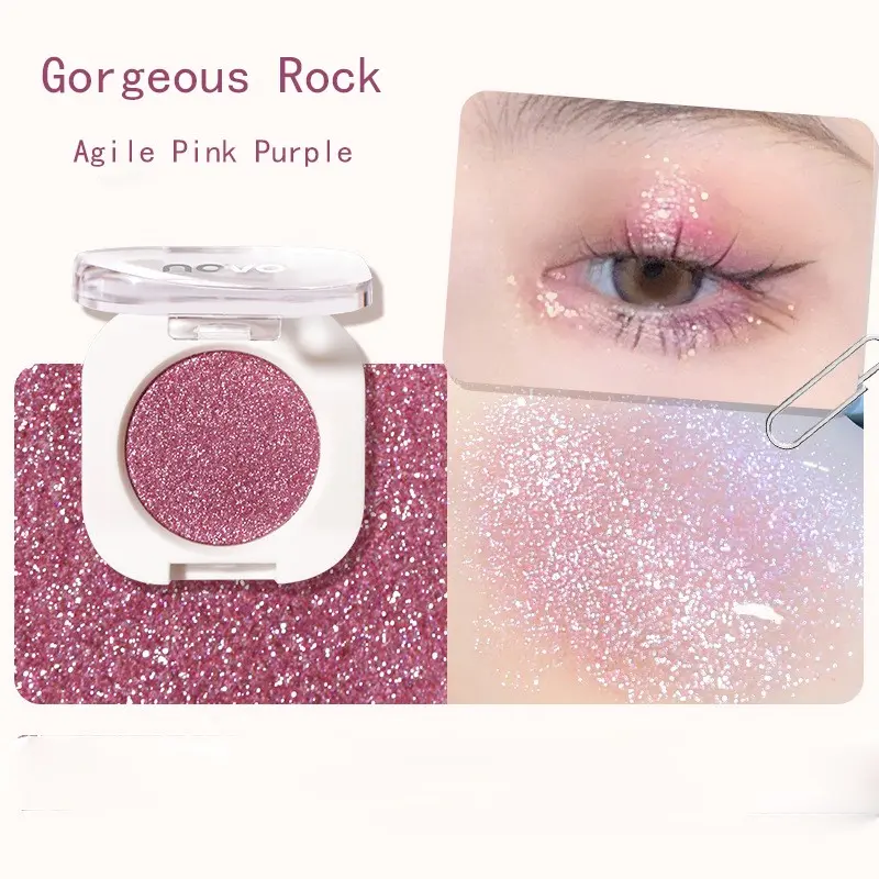 Single Pressed Chameleon Eyeshadow, Glitter Metallic Shimmer Eye Shadow Makeup Products, Mashed Potato Texture Neon Glitter Eyeshadow Powder, Suitable for Party Music Festival Masquerade