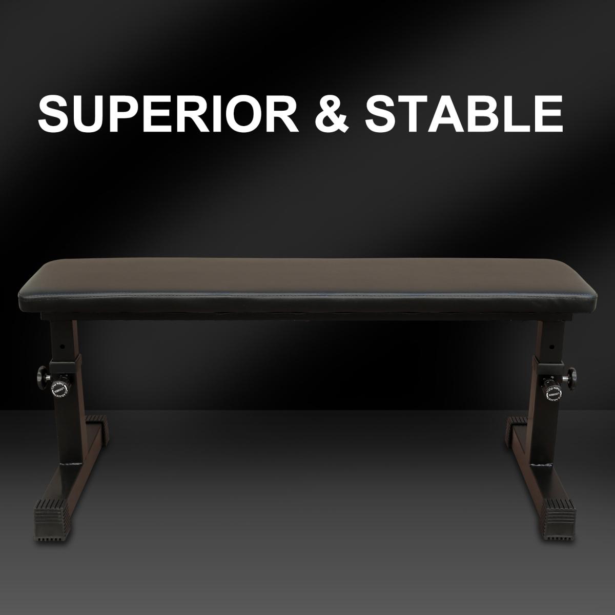 [Fahuac] Flat Weight Bench for Strength Training – 5-Level Adjustable Height 15"-21", 440 lbs Capacity, Heavy Duty Steel Frame, Non-Slip Pads for Dumbbell Press & Sit-Ups Home Gym