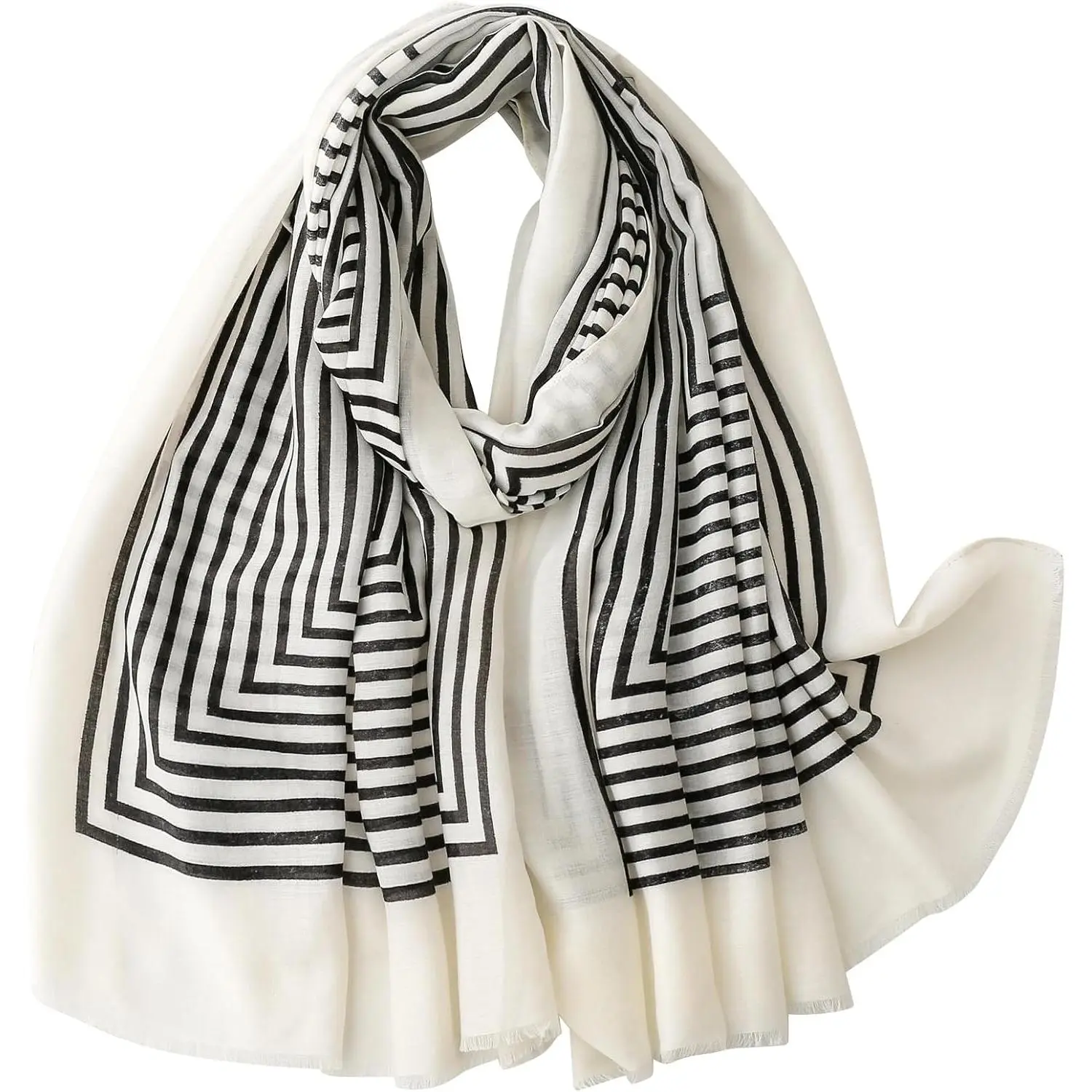 Women's Boho Travel Scarf - Casual, Lightweight Pashmina with Fringed Beads, Multicolor Shawl Wrap