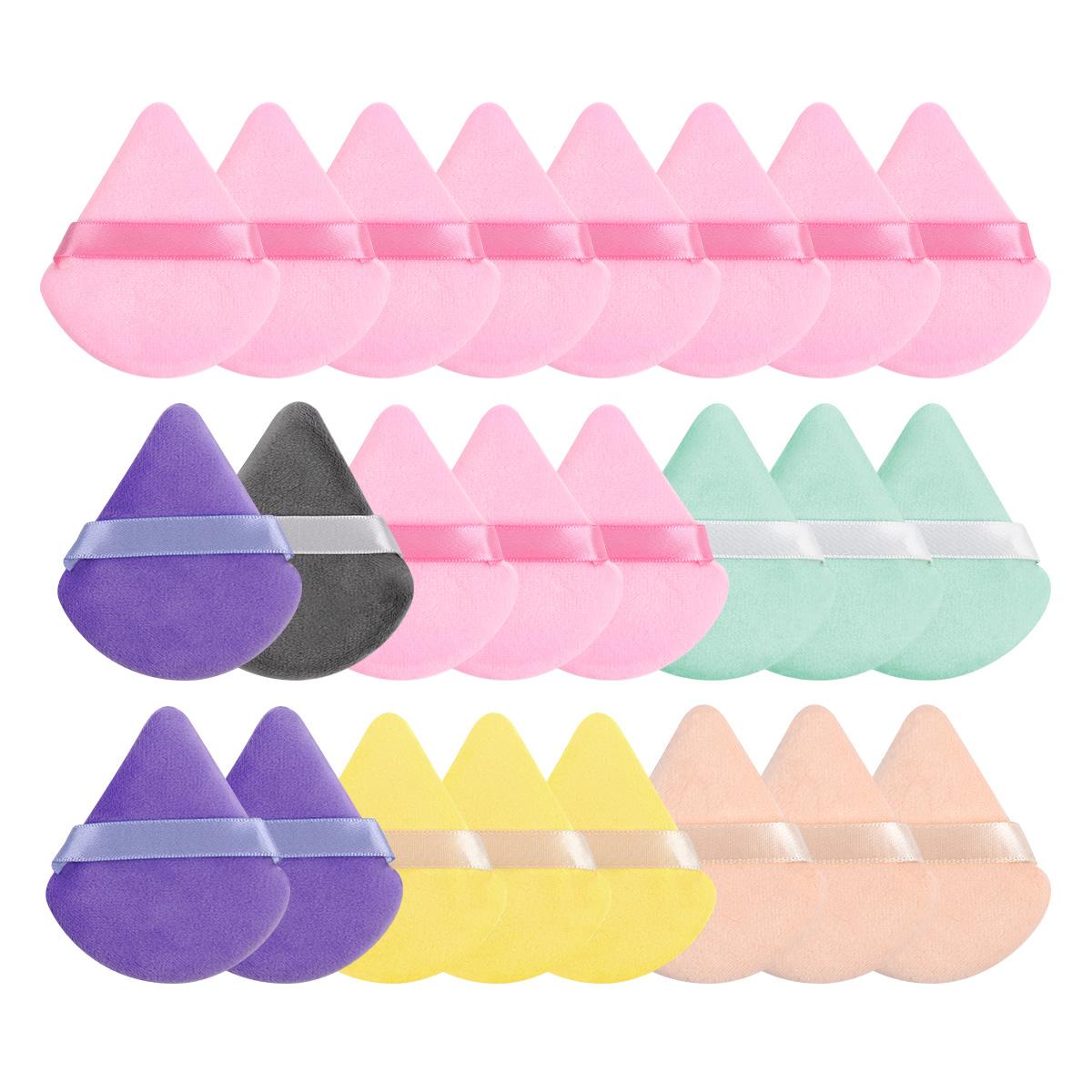 Mixed Color Triangle Powder Puff, 24pcs/set Soft Velvet Blender Puff for Liquid Foundation Cream Loose Powder, Cosmetics Blending Makeup Tool for Beauty, Blending Beauty Sponge