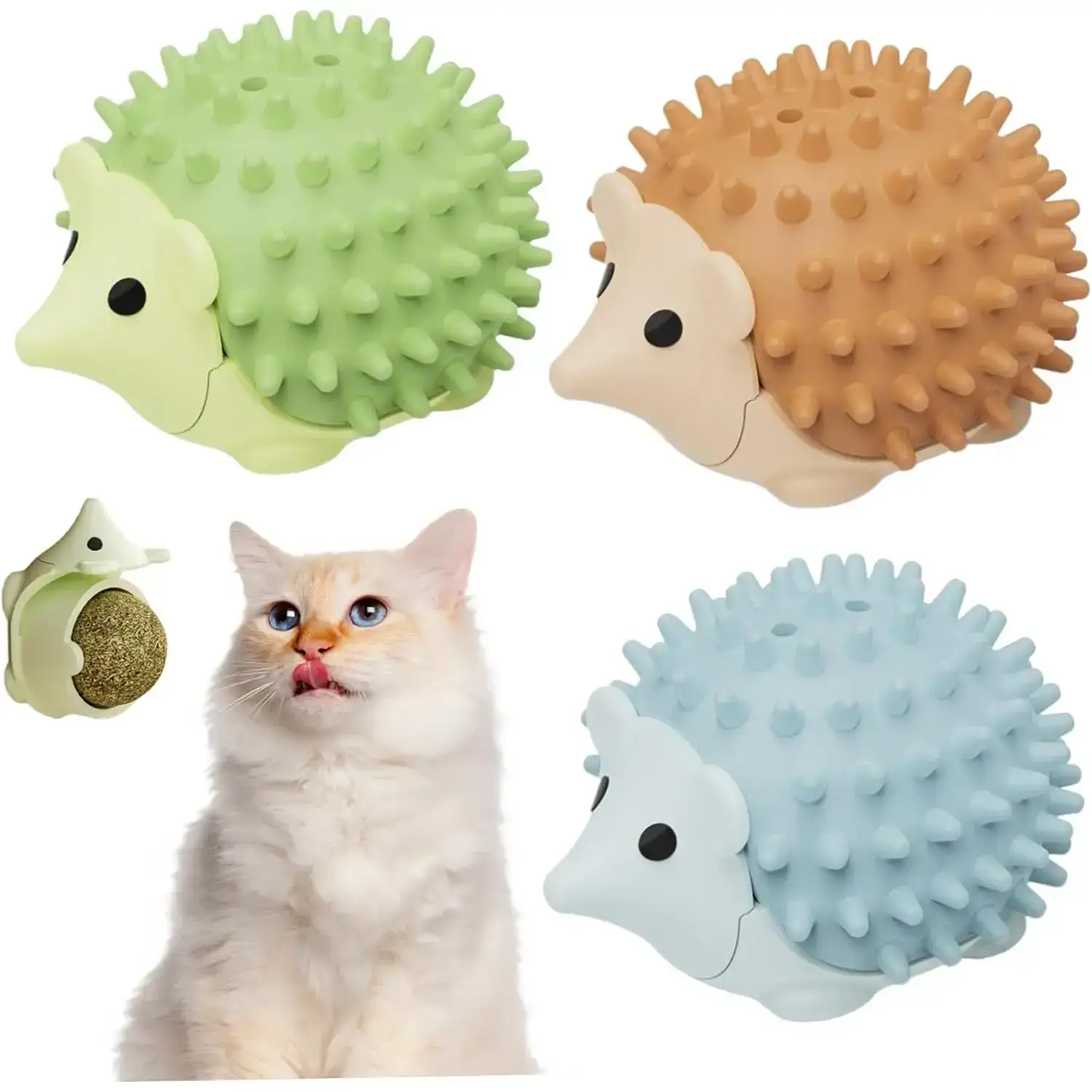 Hedgehog Catnip Wall Ball – Rotatable Self-Care Interactive Toy for Indoor Cats