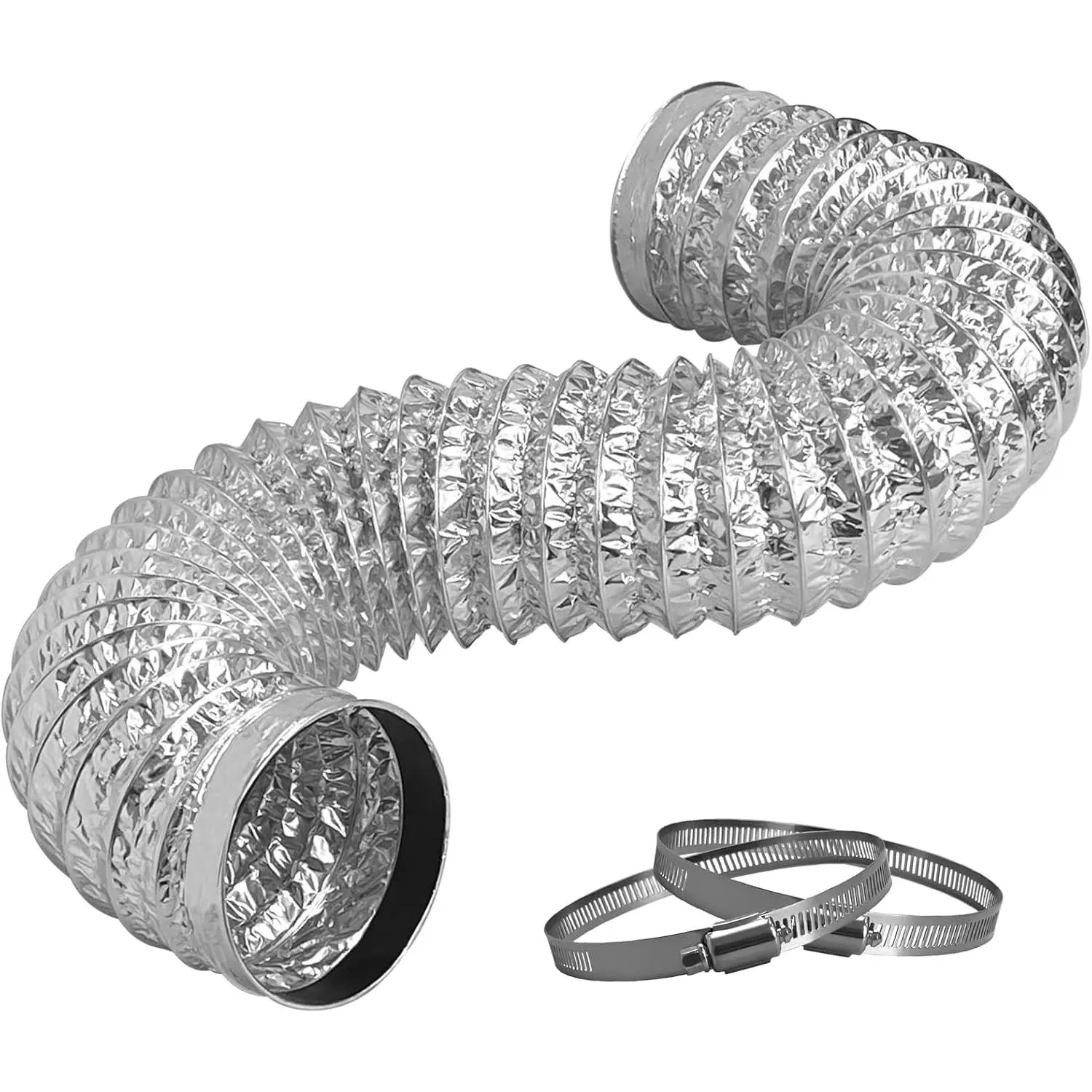 4 Inch 3Ft Flexible Dryer Vent Hose with 2 Clamps | Extra Thick 6-Layer Heavy  Dryer Exhaust Duct Hose for Tight Spaces