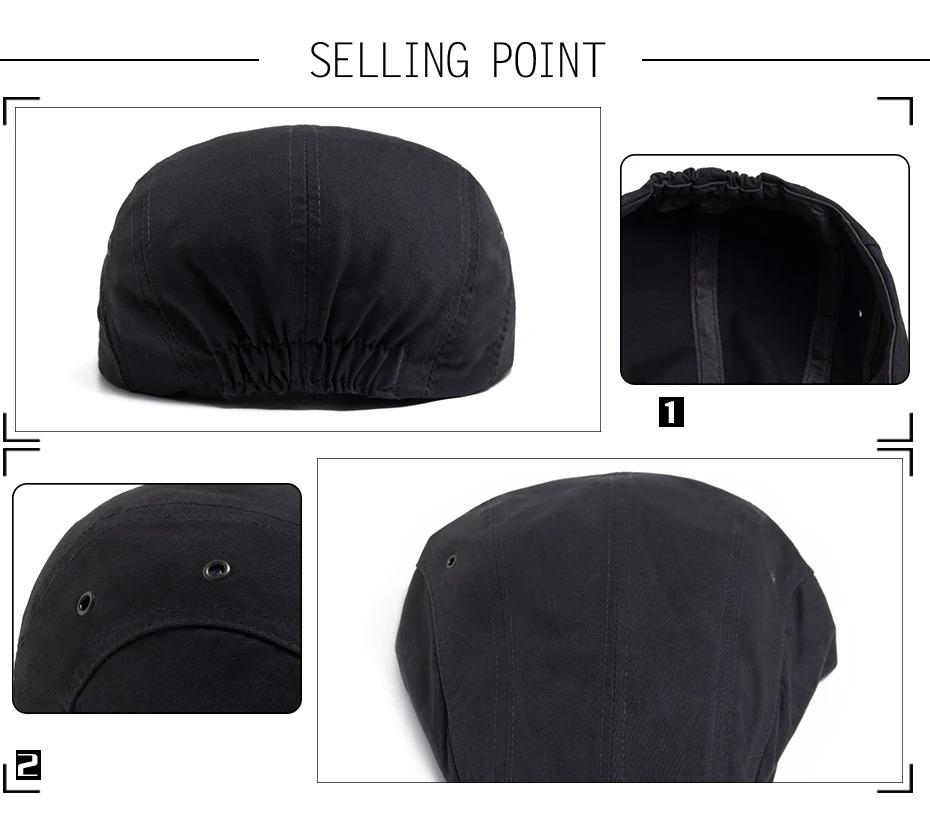 New Fashion Flat Caps Men Vintage Beret Casual Women Newsboy Cap Single Layer Cotton Cloth Visor Hats Ladies Elastic Head Circum