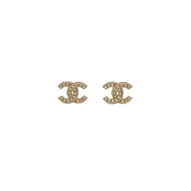 Pre-owned CHANEL Rhinestone Double C Earrings P226865928