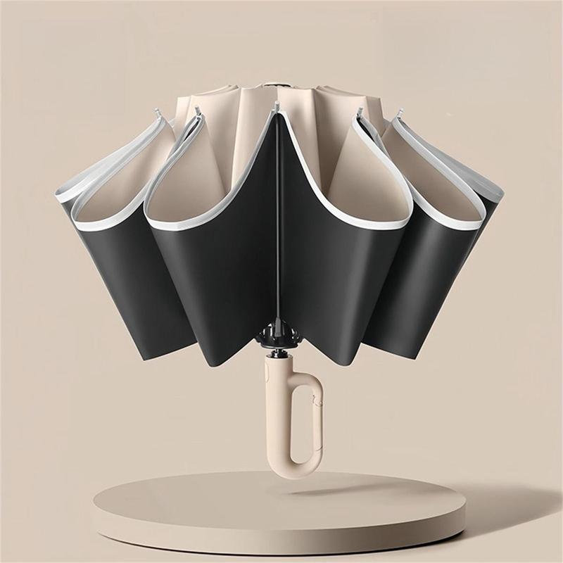 Portable Folding Umbrella, 1 Count 46 Inch Windproof Umbrella with Reflective Strip, Durable 10 Rib Design Umbrella for All Weather, Wind Resistant Umbrella