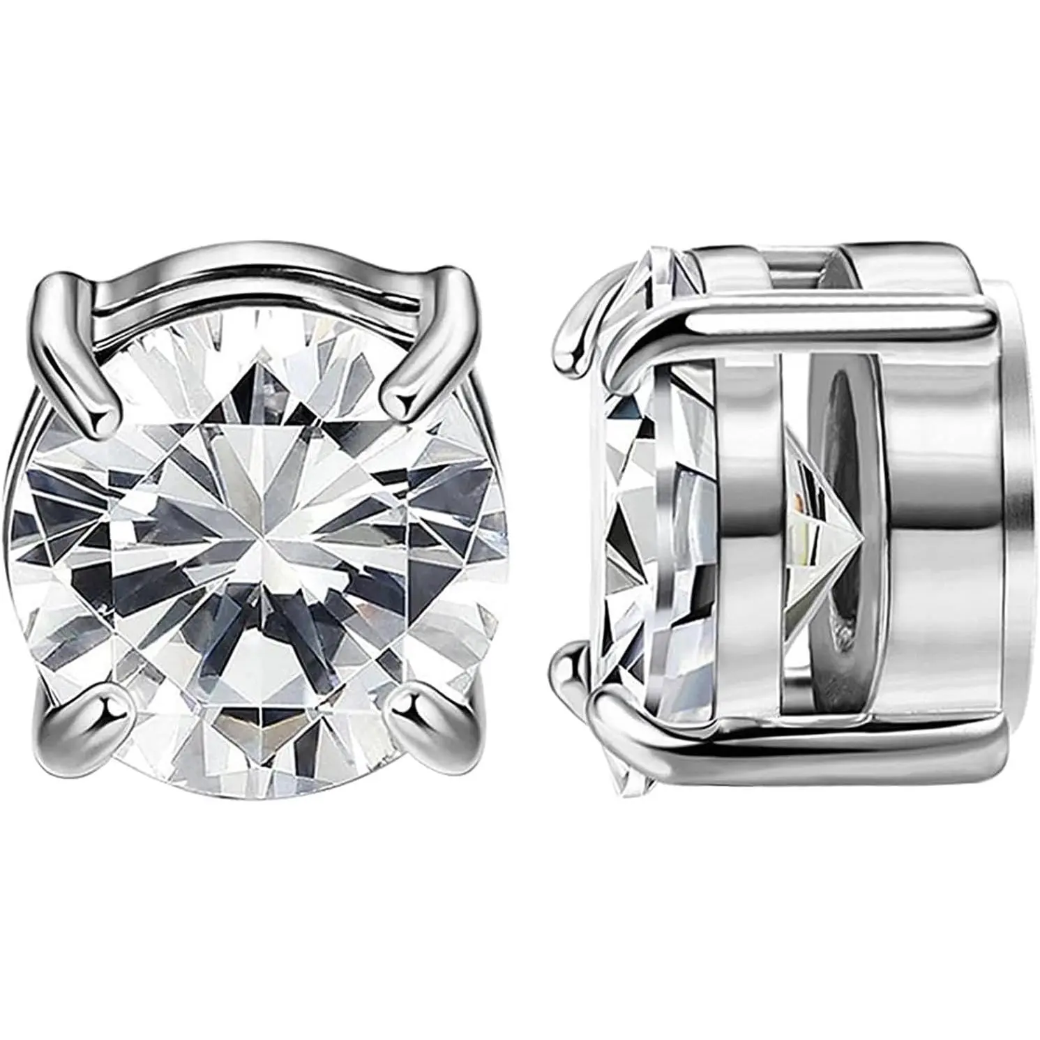 Magnetic Stud Earrings for Men Cubic Zirconia Clip on Earring | Hypoallergenic, Stainless Steel Magnet, Unisex Non Piercing Studs, Halo Fake Earring, Diamond Magnetic Earrings for Men Women