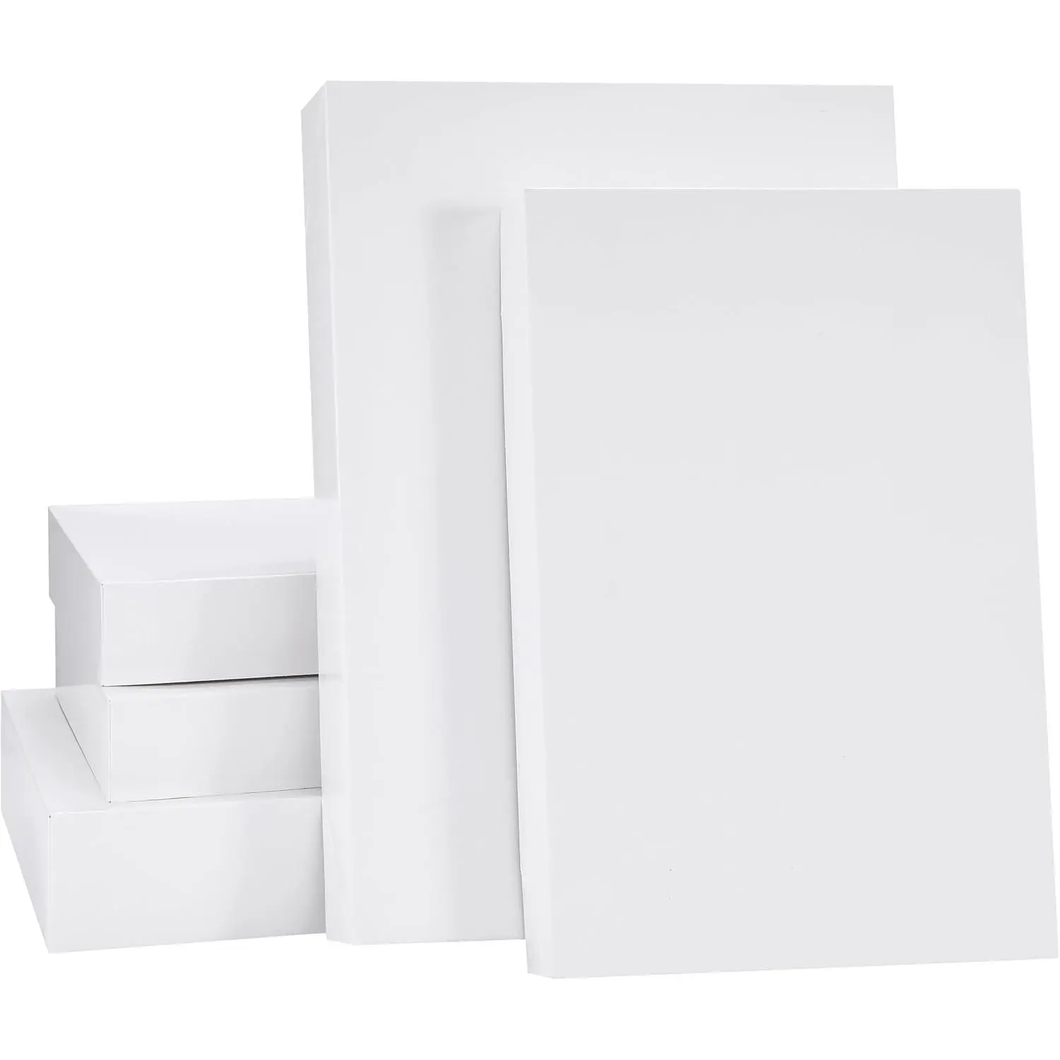 5 Pack White Gift Boxes with Lids, Assorted Sizes(3 Boxes 14", 2 Boxes 16") Strong Cardboard Shirt Boxes for Christmas, Birthdays, Weddings & Presents