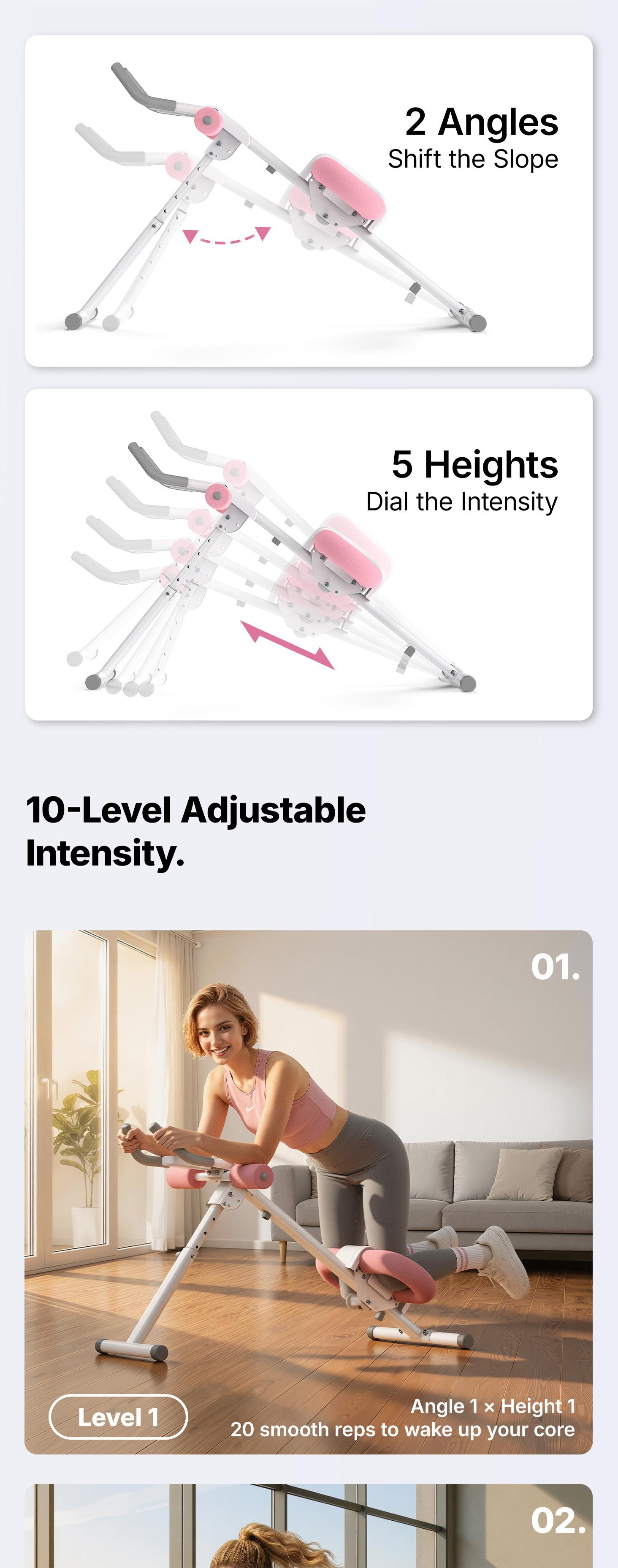 Foldable Ab Trainer Machine 10-Level Adjustable Resistance with LCD Monitor Multi-Function Home Gym Equipment for Arms Legs and Core Training
