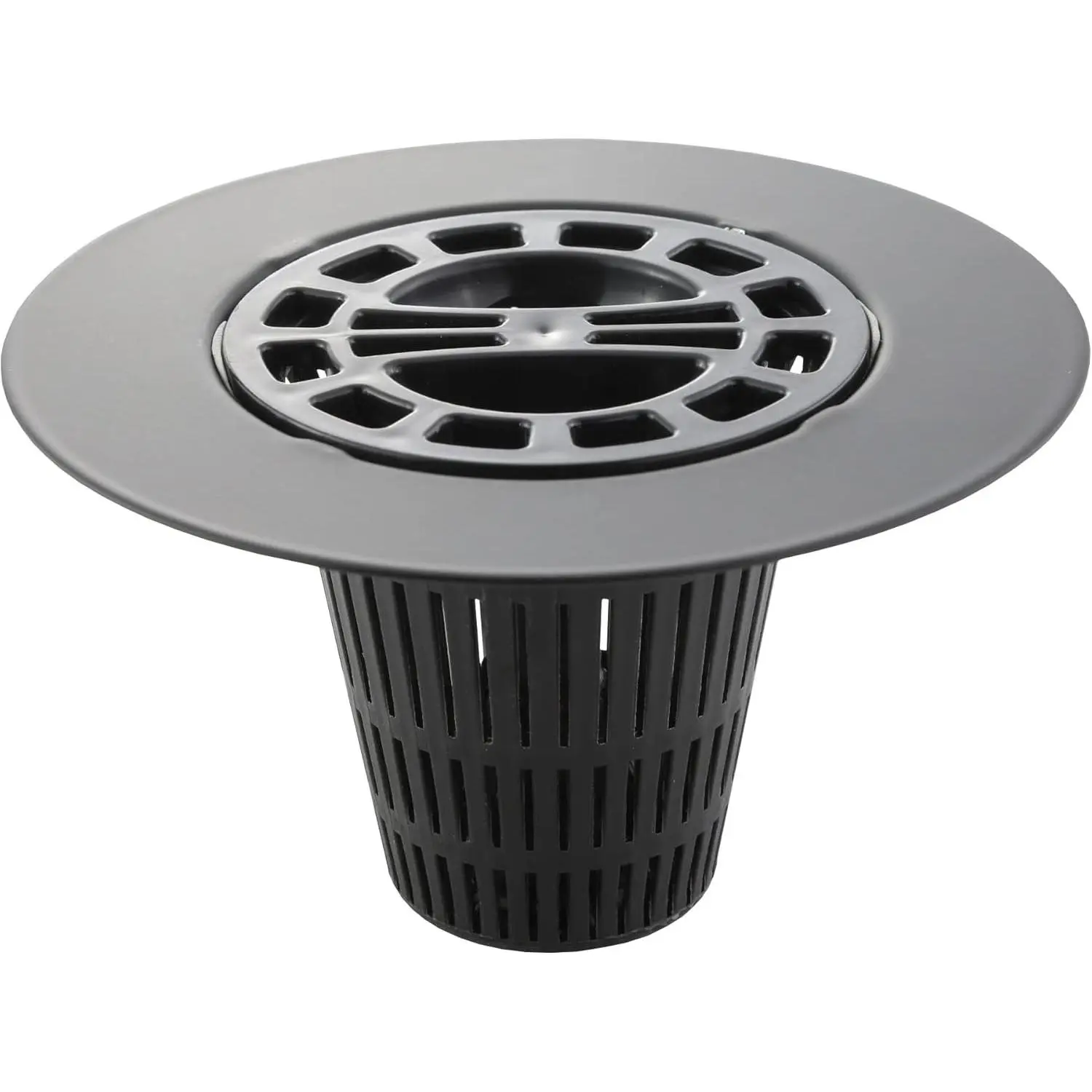 Snap-in Shower Drain Cover with in-Drain Hair Catcher, 4-1/4" Round, Matte Black Strainer, (11086)
