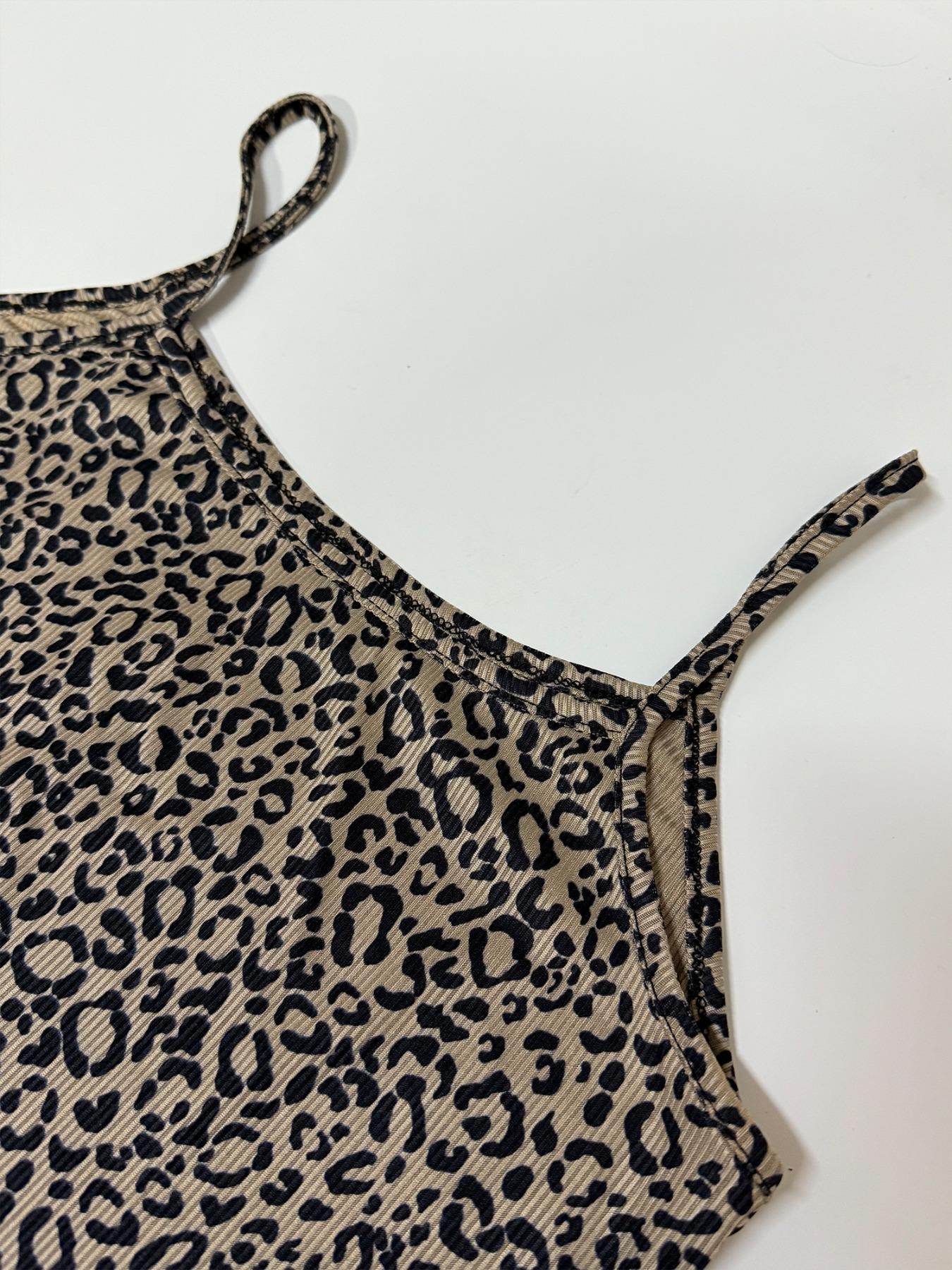 Leopard Print Knit Pleated Belt Jacket Cami Shorts Set, Casual Home Wear Three-Piece, Stylish Women's Clothing Collection