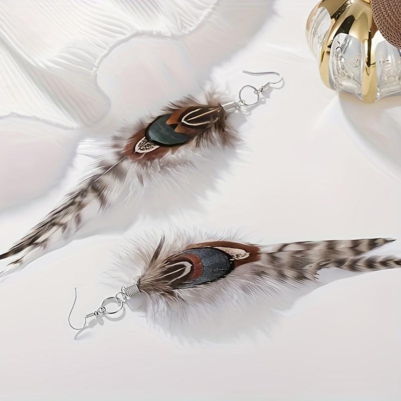 Bohemian Style: Multicolored Dyed Feather Earrings for Women and Girls