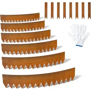 40" x 8" Garden 6 Pack Cor-Ten Steel Landscape Edging w/Paint Finish - Strips - Hammer-in Gauge Metal Corten Edging Border w/ 8 Clips & Gloves - Edge for Lawn Yard (20Ft Total)