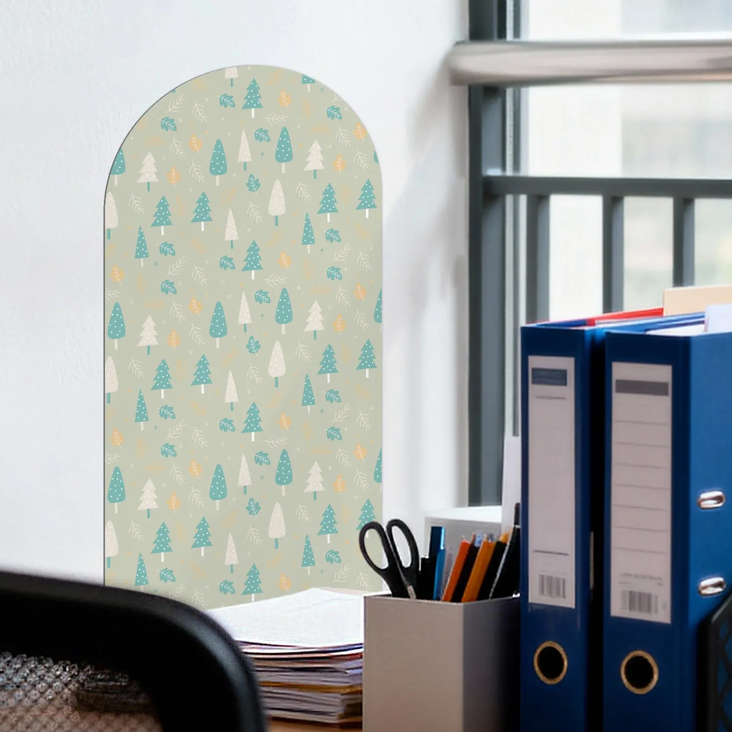 Matte Self-Adhesive Soft Magnetic Whiteboard, Mini Tree Pattern, Arch Shape, Strong Magnetism, Easy Installation, Ideal for Kids Education, Home Office