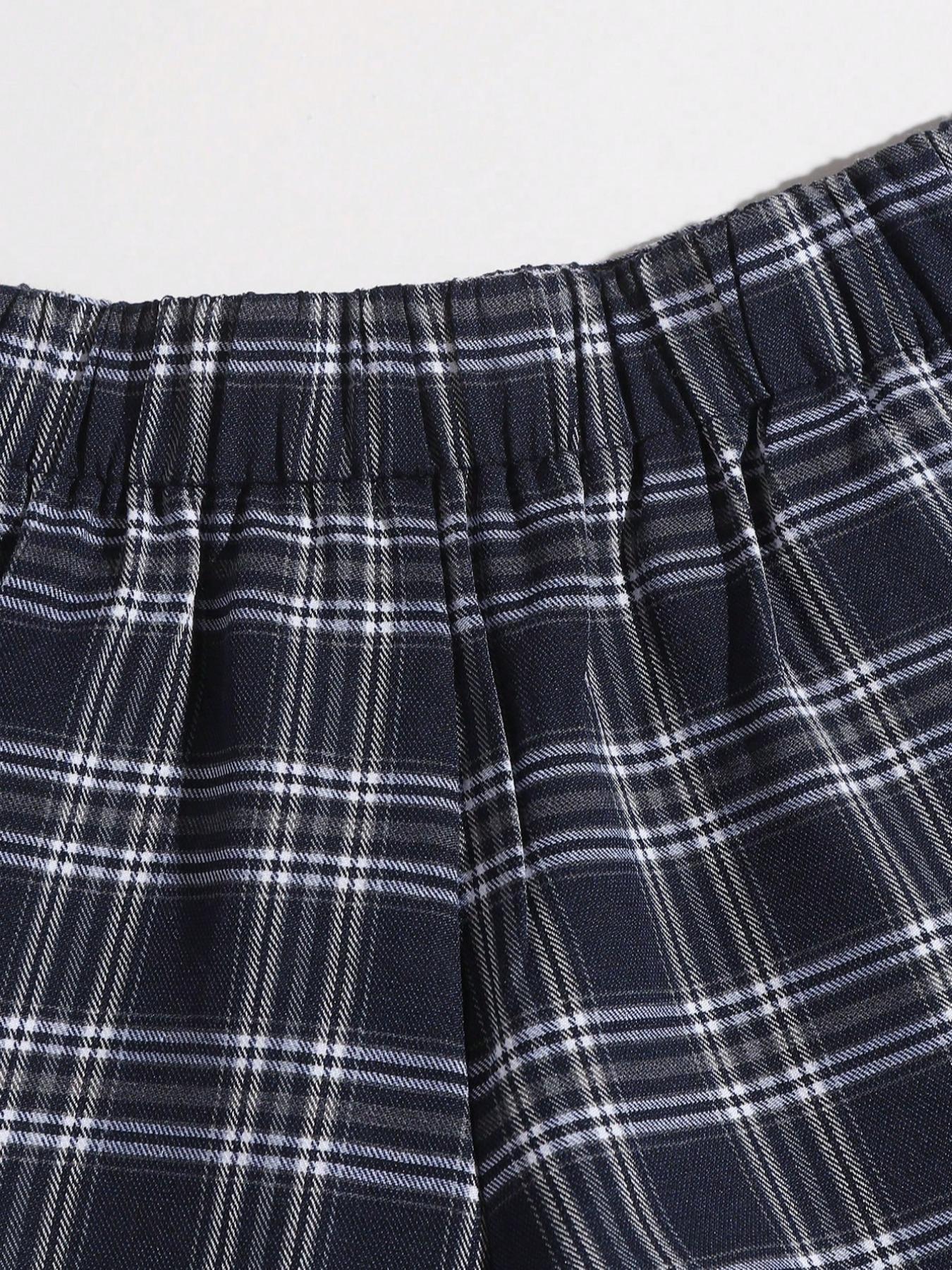 Women's Casual Checkered Stretch Waist Shorts for Summer, Loose-Fitting Thin Fabric Comfortable Design, Perfect Summer Wear