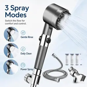 Powerful 2pack High Pressure 3 Modes Filter Shower Head Massage Spa Water Saving Handheld with ON/OFF Switch for Bathroom massaging dry itchy skin high-pressure pet bathing