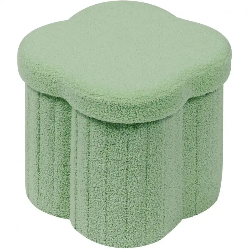 Storage Ottoman Cube, Shaped Ottomans with Storage Foot Stool Footrest for Lving Room, Boucle Ottoman Seat for Dorm Room,Faux Teddy, Green 12.6"x12.6"x12.6"