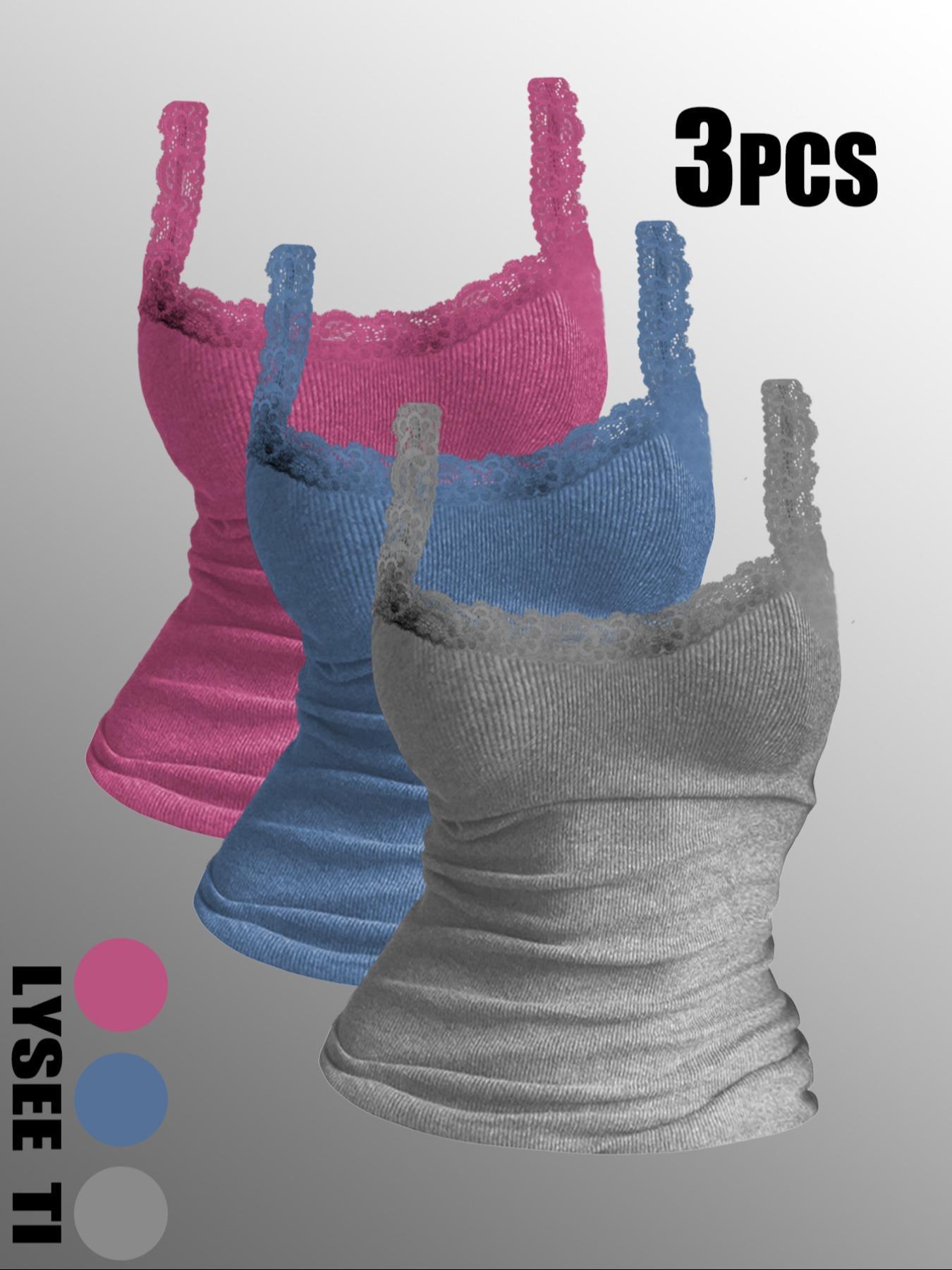 Women's Contrast Lace Tank Top, Casual Comfy Breathable Sleeveless Top, Ladies Clothing for All Seasons