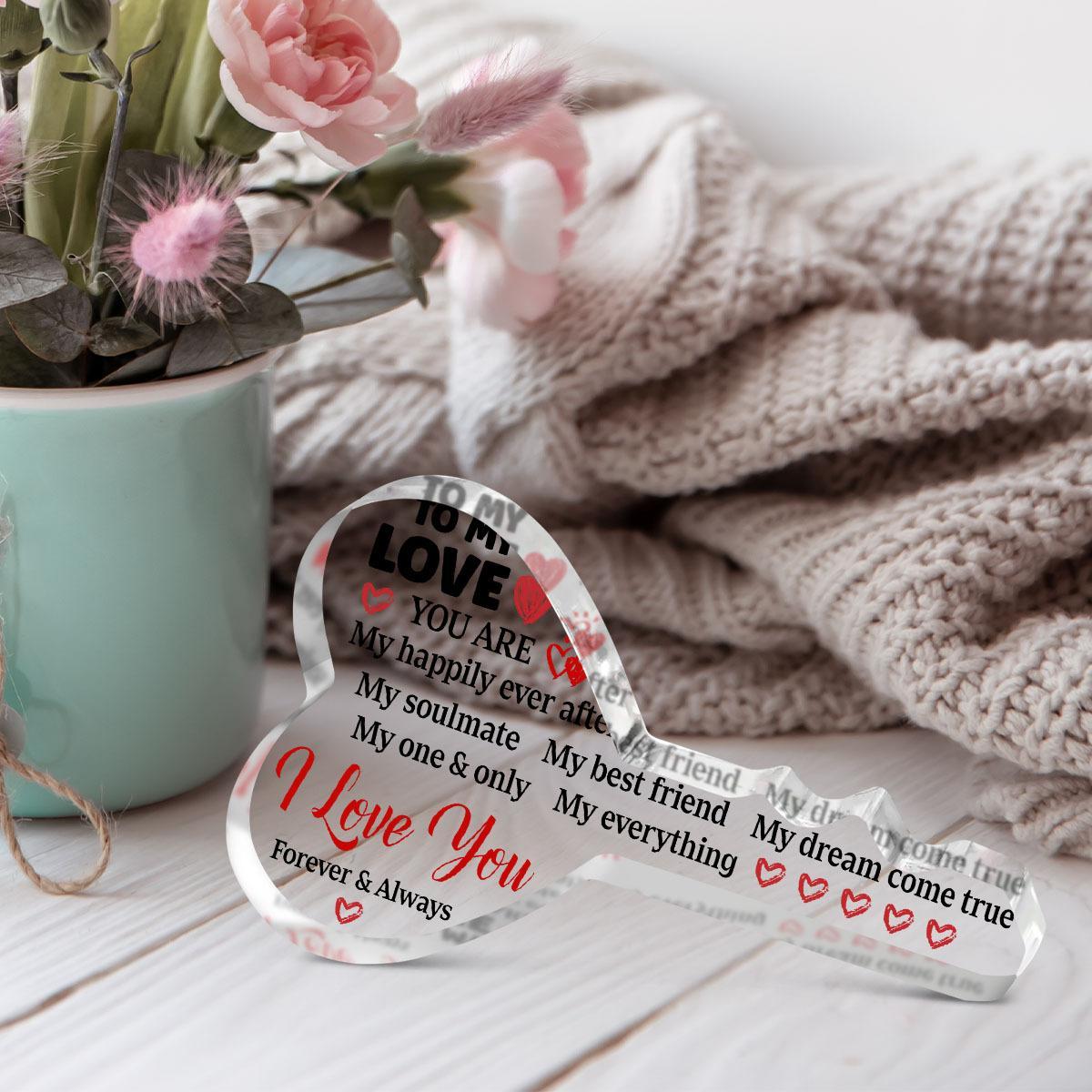 Heart & Letter Pattern Acrylic Plaque Sign, 1 Count Creative Desktop ...