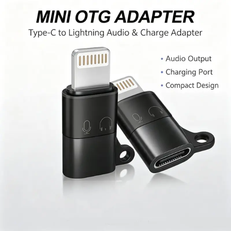 Lightning to Type-C OTG Adapter, Fast Charging, Earphone Jack, Compatible with iOS Devices, Smartphone, PD Fast Charge, USB Cable Converter