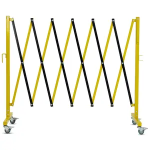 GARVEE 11 FT Industrial Expandable Metal Barricade, Yellow and Black, Mobile Safety Barrier Gate, Retractable Traffic Fence