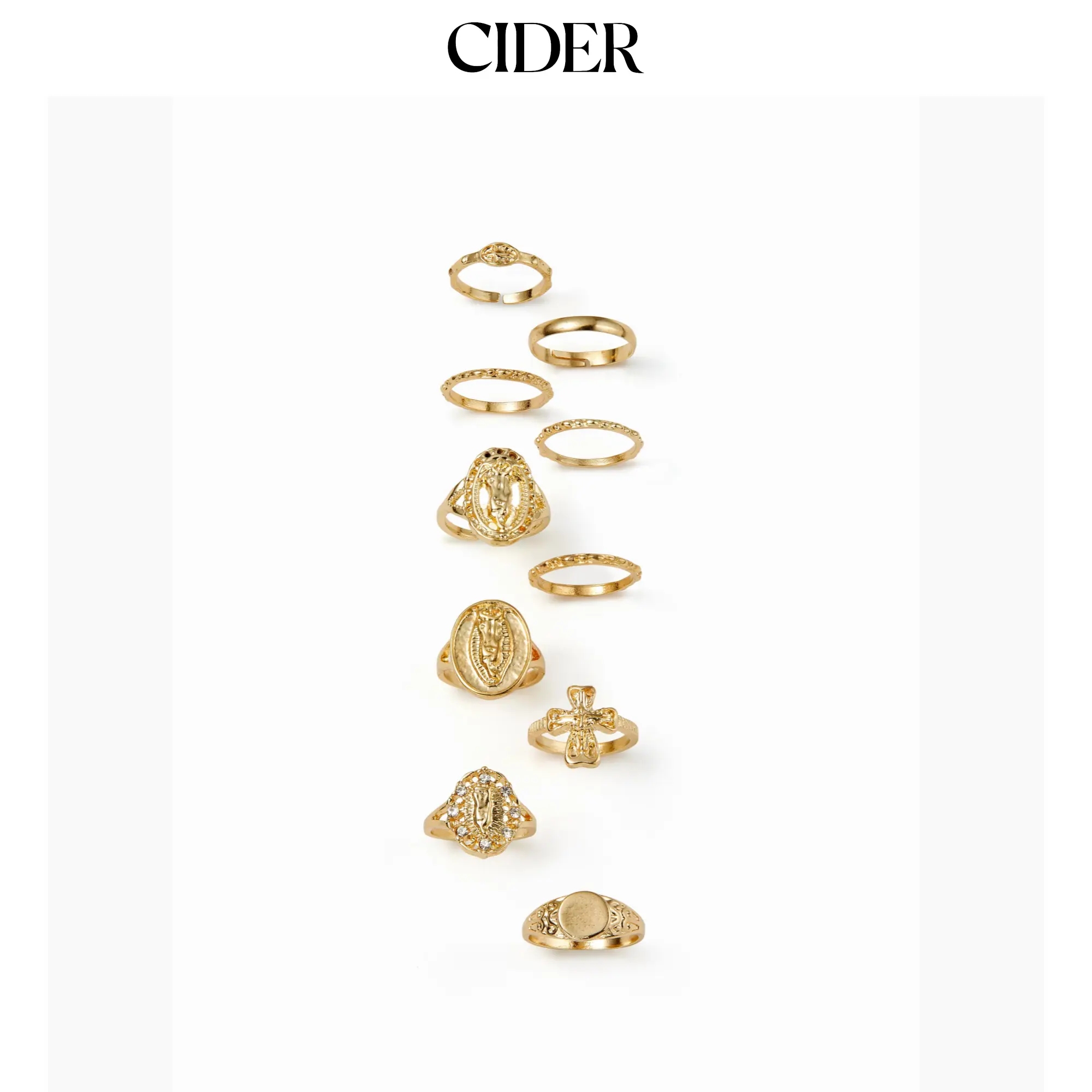 Cider 10 PCS ENGRAVED RING SET Cider 10 PCS ENGRAVED RING SET