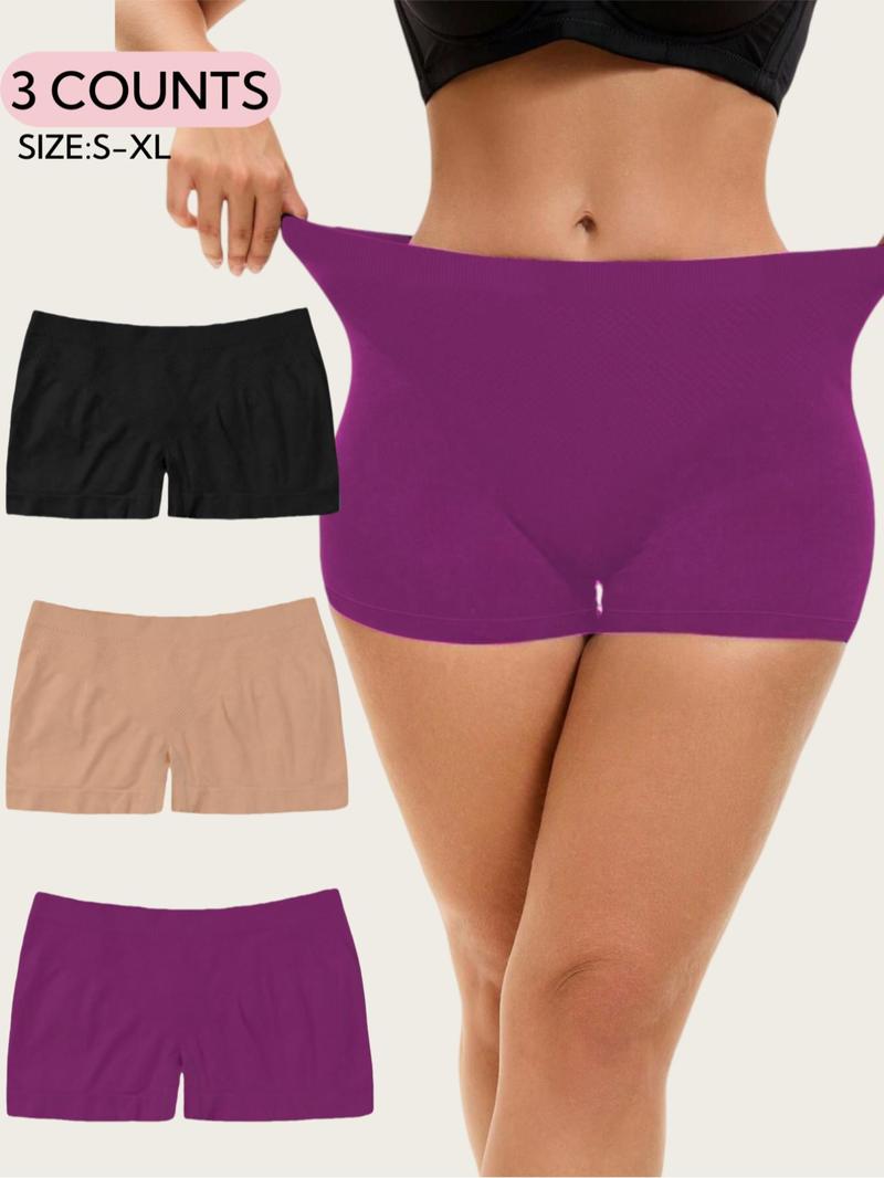 Women's Solid Color Seamless Bodyshorts, Soft Comfy Breathable Panty for Daily Wear, Breathable&Stretch Fabric,Basic Underwear for All Seasons,Women's Bottoms