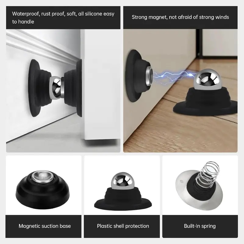 Magnetic Door Holder for RV, Magnetic RV Door Stopper, Strong Magnetic Baggage Door Catch Latch for RV, Camper, Travel Trailer, Motor Home, Boat Compartments, Cargo (Black)