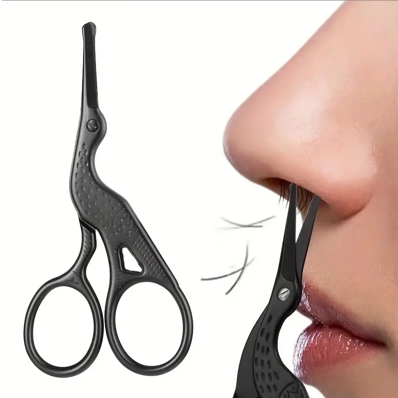 Stainless Steel Hair Scissors, Enhanced Safety Round Tip, Precision Trimmer for Eyebrows, Nose, Beard, Ears, Durable, Unisex, Professional Grooming Tool
