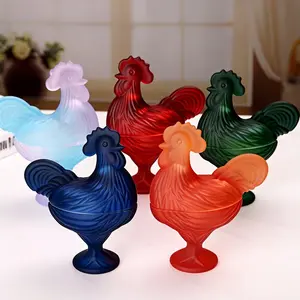 Frosted Chicken-Shaped Crystal Egg Platter - Home Decorative Storage Jar & Dried Fruit/Snack Tray, Christmas-Easter Holiday Gift for Living Room Displays