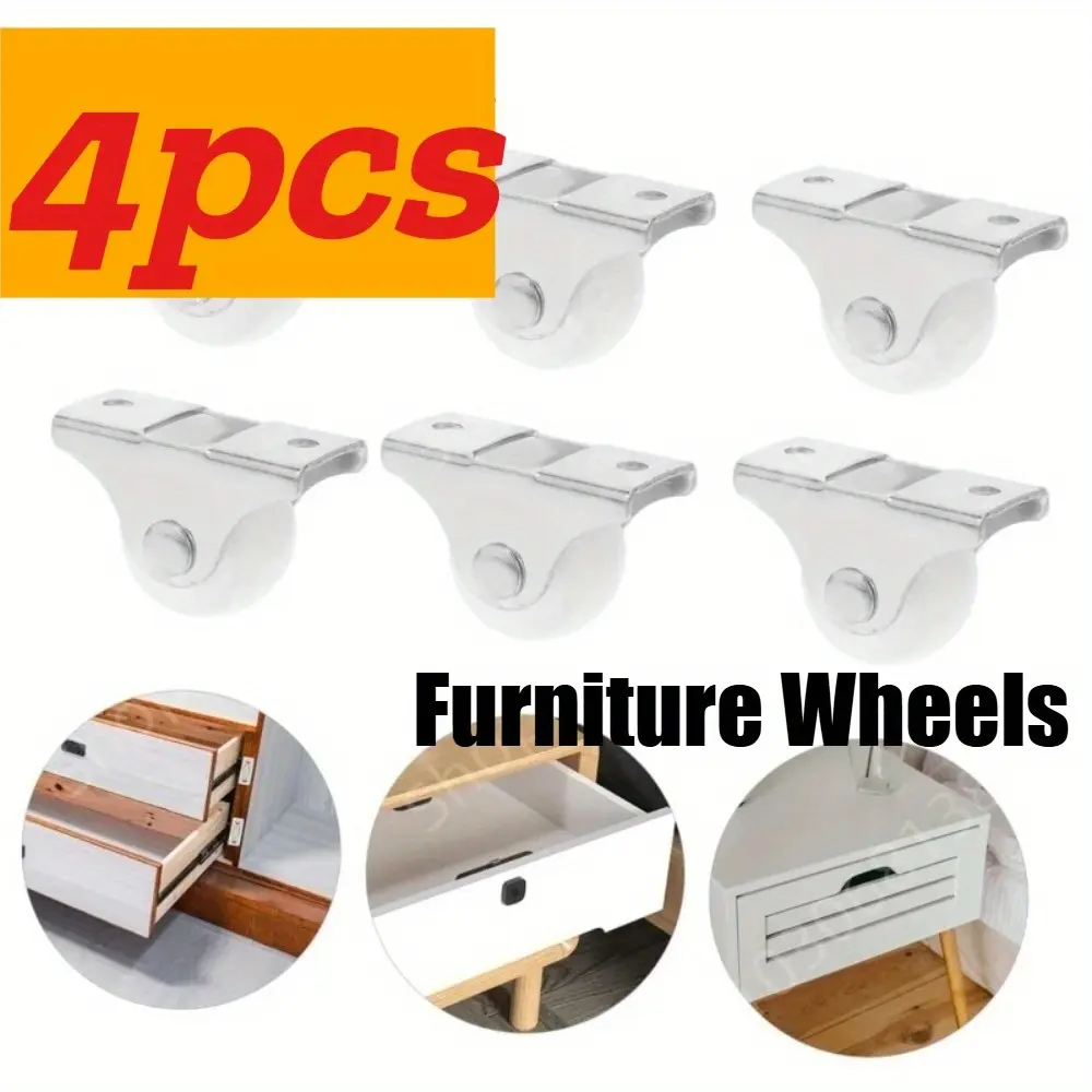 4pcs Casters for Furniture, Bookcases, Cabinets, Drawers, Storage Wheels - Small Silent Fixed Wheels with Simple Installation, No-Turn Weight-Bearing Small Wheels