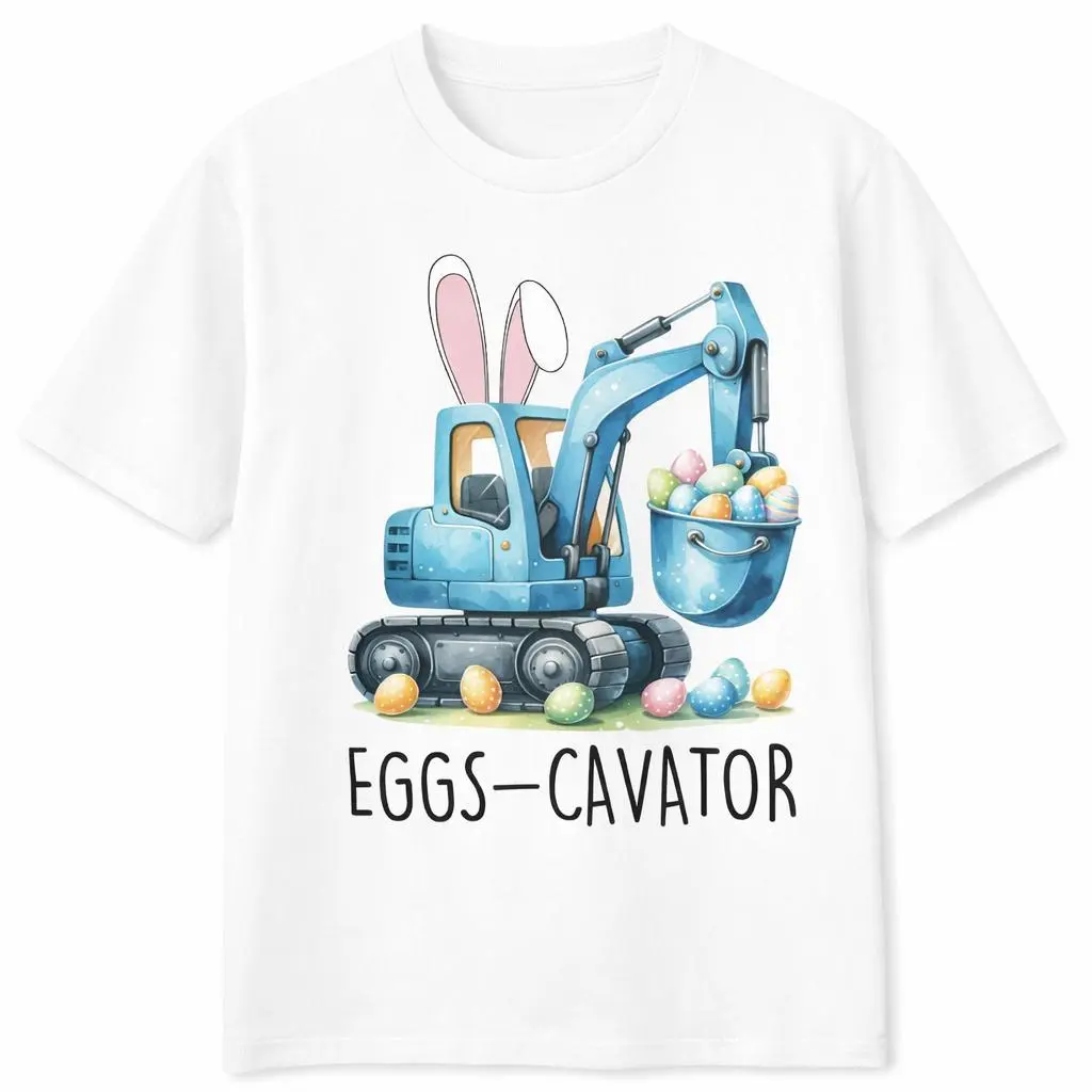 Eggs-Cavator Shirt for Toddlers, Easter Egg Hunt Excavator Tee, Cute Bunny Easter Shirt, Spring Easter Gift