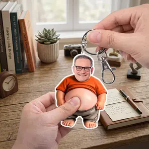 Custom Face Squeeze Belly Keychain, Personalized Funny Stress Relief Fidget Toy, Acrylic Character Accessory, Gift for Couples & Friends
