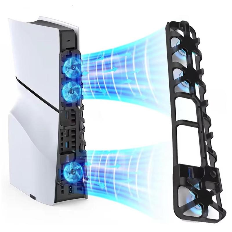 USB Cooling Stand for PS5 Slim, USB Powered Cooling Stand with LED Light, Quiet Cooling Fan, Console Accessories for PS5 Slim