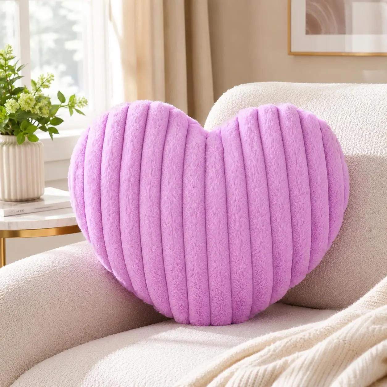 15.7 Inch  Heart Pillow,Soft Heart Shaped Pillow with Faux   for Bed Sofa Couch  Decor,Cute Heart Shaped Throw Pillows for Girls Women Valentine