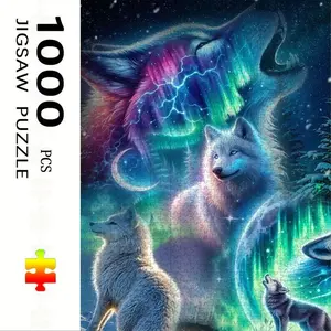 1000 Piece Aurora Wolf Back View Puzzle, Large Adult Family Interactive Puzzle Toy, DIY Home Decor Brain Challenge, Festive Gift, Durable Puzzle