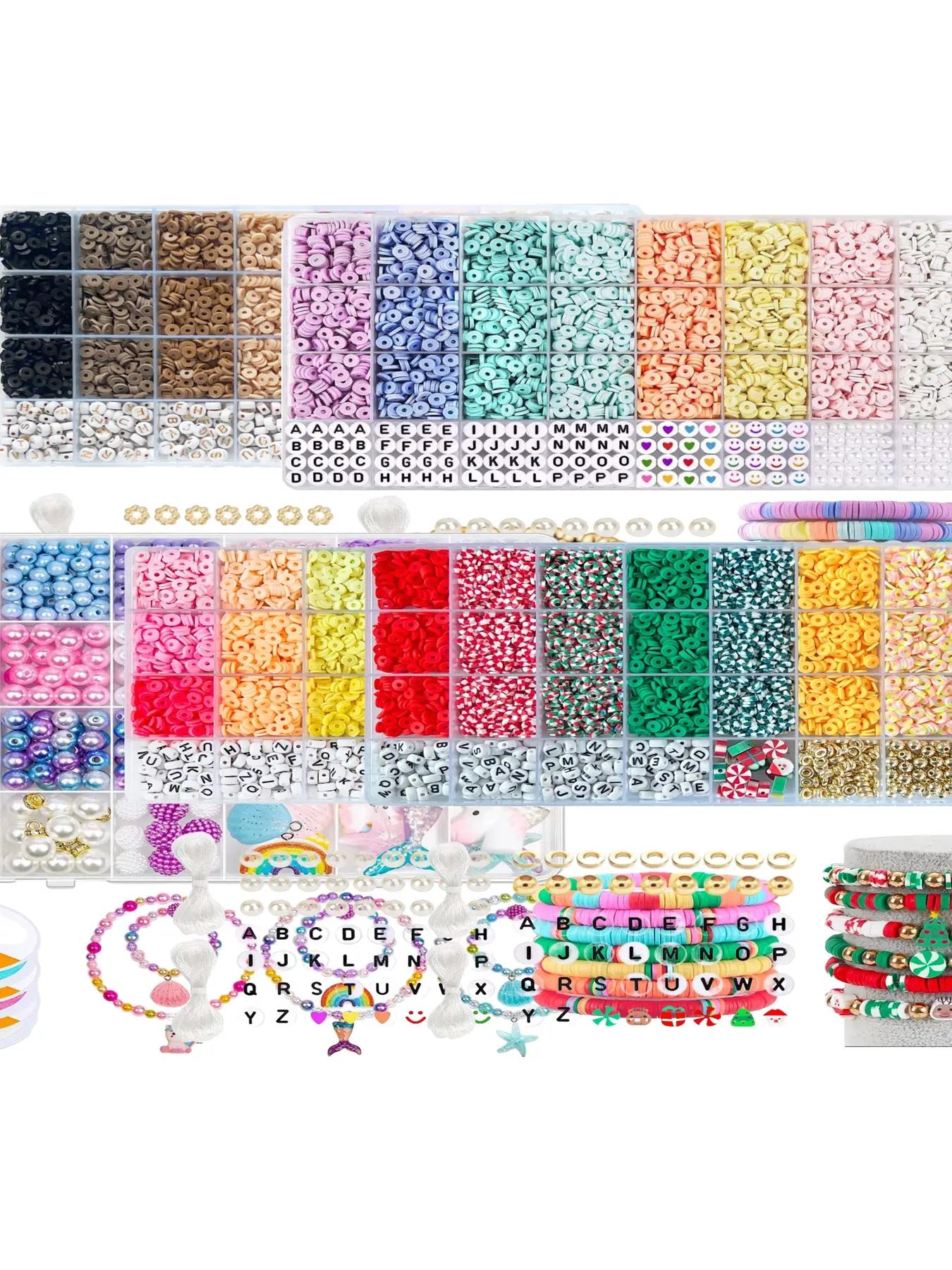 Random Color Clay Beads Bracelet Making Kit, Valentine's Day Gift, Cute Colorful Beads & Letter Beads & Heart Beads & Elastic Thread, Diy Jewelry Making for Bracelet & Necklace