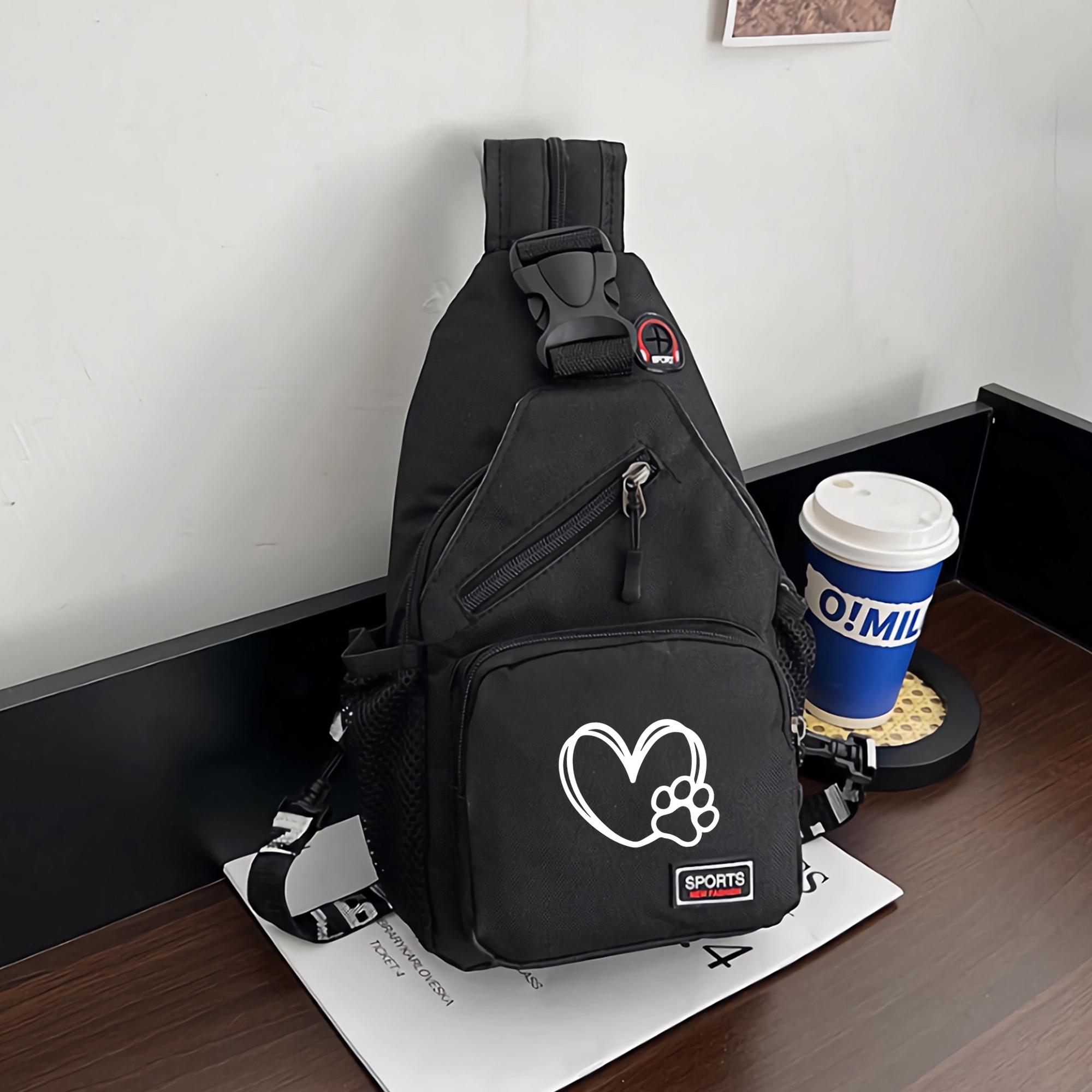 A heart-shaped paw design waist bag, multifunctional large-capacity crossbody bag, casual outdoor sports chest bag, very suitable for outdoor travel and work