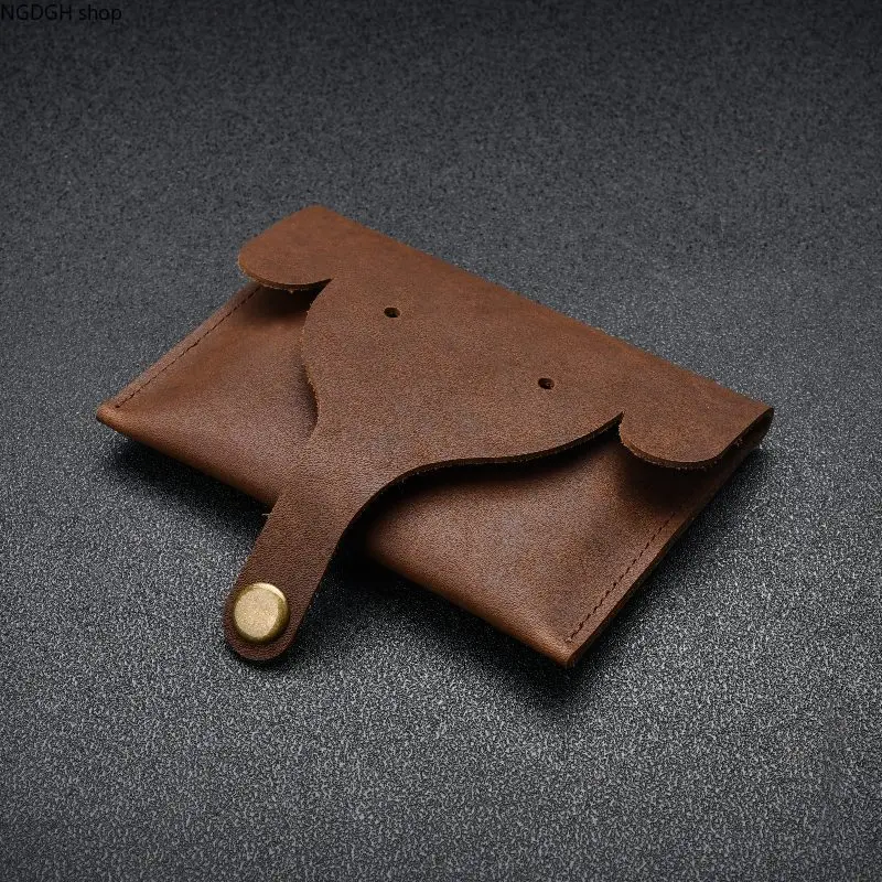 Leather Wallet - Cute Elephant Shape Card Holder Leather Small Wallet Snap for Men Women Everyday Carry